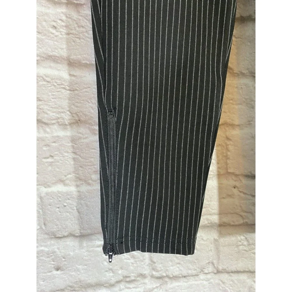 Betabrand XS S-Petite Pinstripe Ankle Zipper Cropped Trouser Pants Pockets 9239